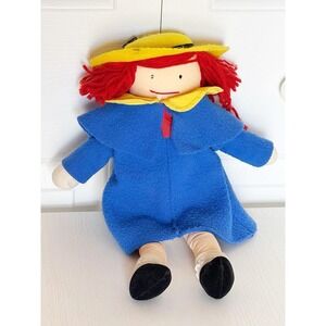 Vintage 1990 Madeline Plush Doll With Yellow Hat & Blue Jacket. 14" Tall.